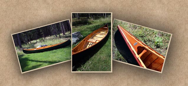 Wood canvas canoes for solo or tandem paddling